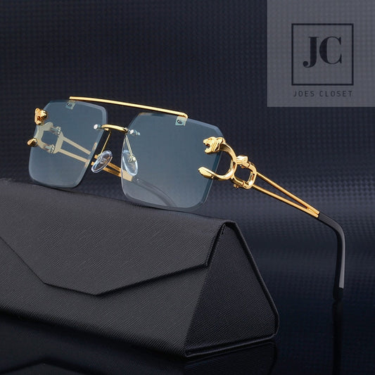 Rimless Leaping Leopard Frame Sunglasses