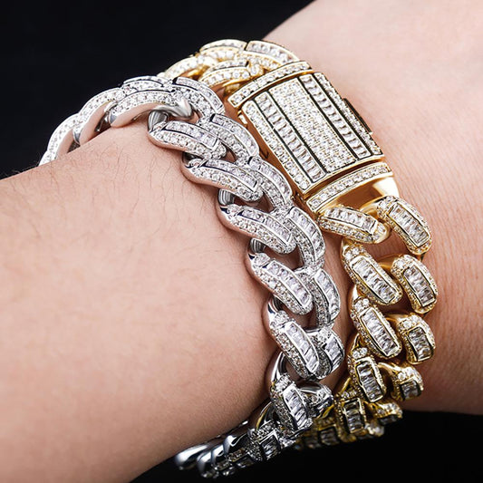 Men's 16mm Luxury Baguette High Quality Iced Micro Paved Bracelet