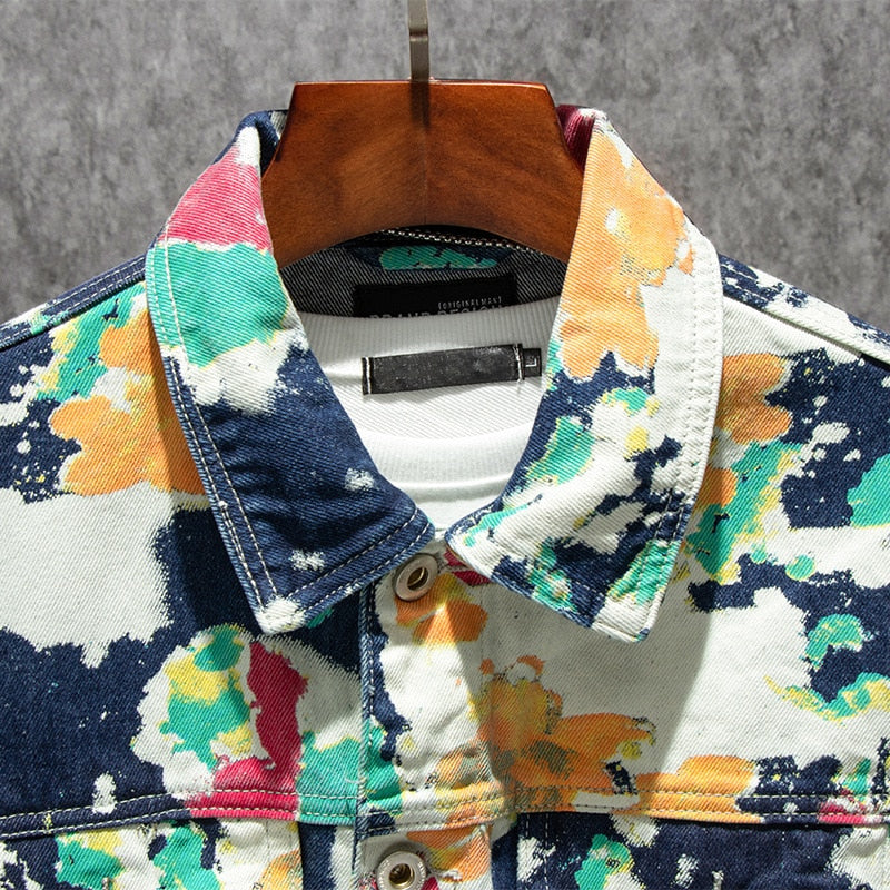 Men's Tie Dye Camo Denim Jacket