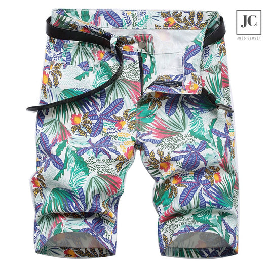 Floral Print Denim Summer Shorts (Front)