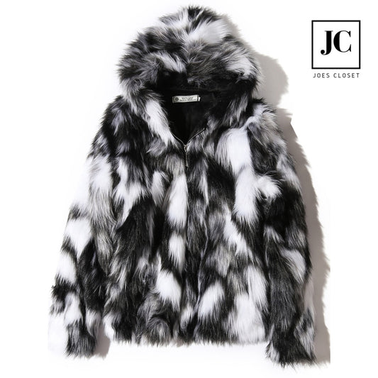 Men's Synthetic Fur Hooded Coat