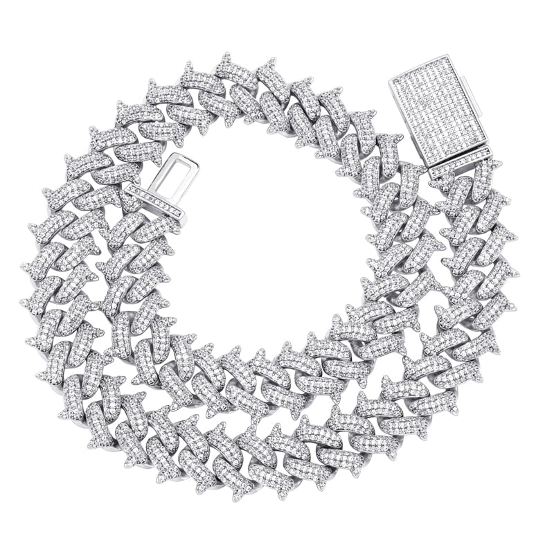 Icy 14mm Spiked Miami Cuban Link CZ Unisex Necklace