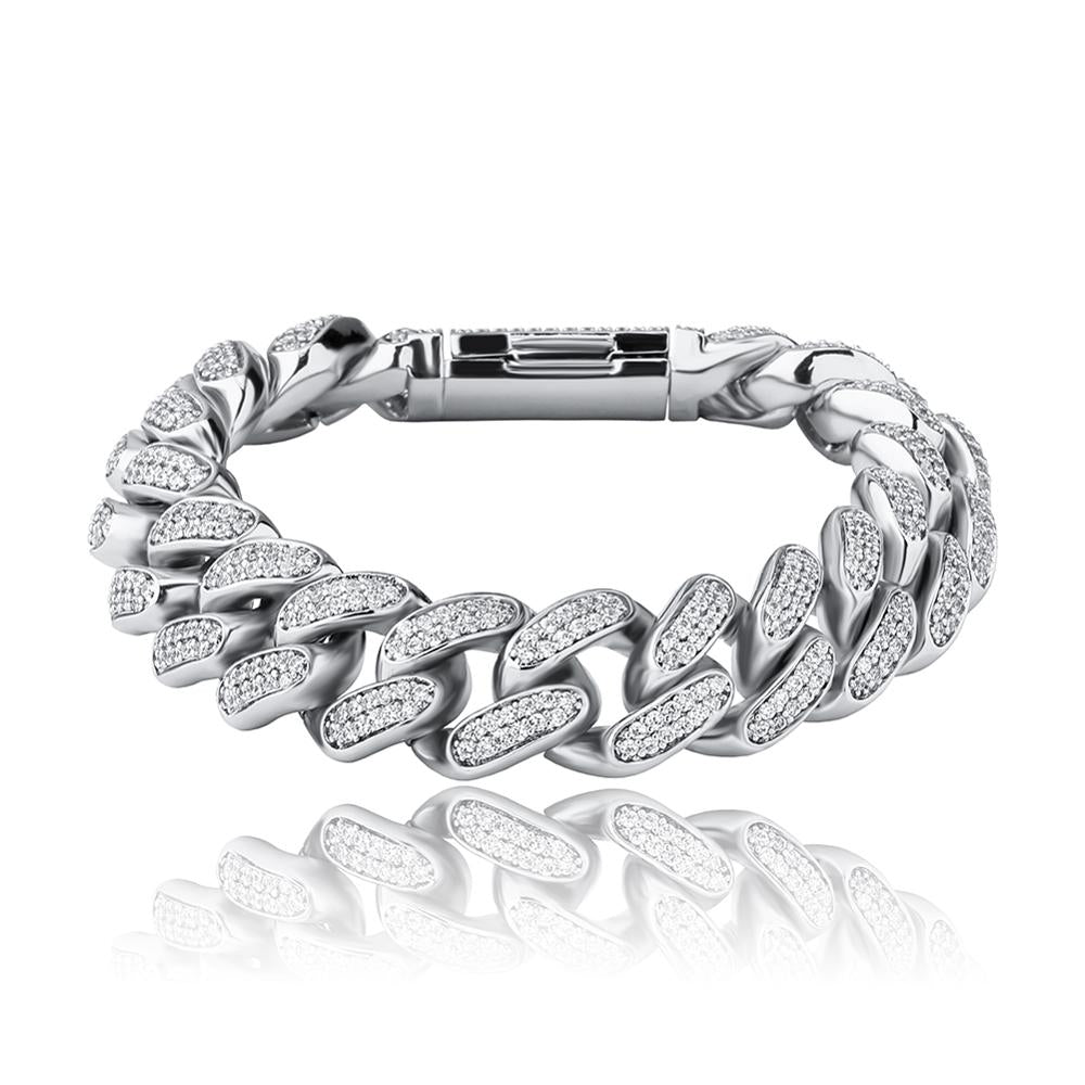 16mm Iced Out CZ Cuban Link Bracelet With Box Buckle Clasp